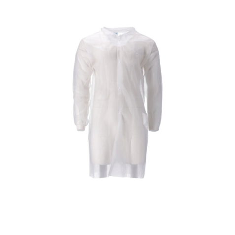 Blouse visiteur CMT PP non-tissé longue bouton pression 104cm XL blanc 100 pièces