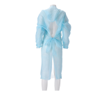 Schort CMT 115x105cm 30mu geruwd lange mouw CPE blauw 20 stuks