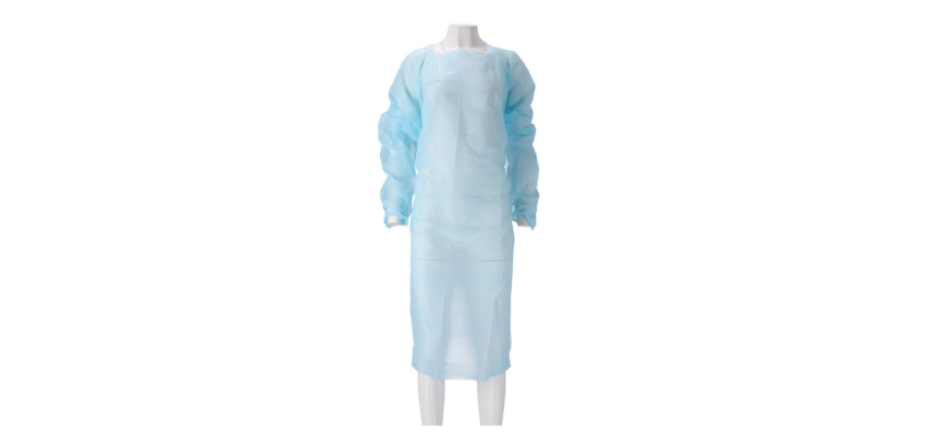 CMT-Schürze 30my rau, langärmlig, CPE blau, 20 Stück