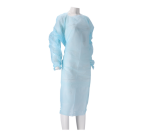 Schort CMT 115x105cm 30mu geruwd lange mouw CPE blauw 20 stuks