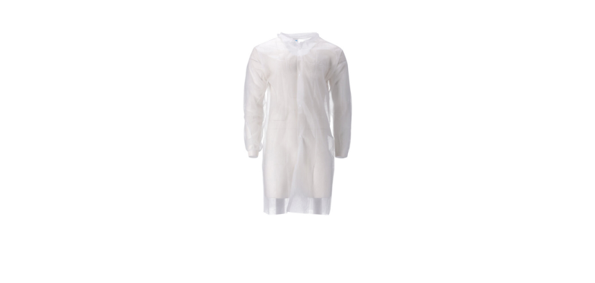Visitor coat CMT PP non-woven long snap button 104cm L white 100 pieces