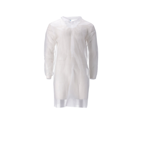 Blouse visiteur CMT PP non-tissé longue bouton pression 104cm L blanc 100 pièces