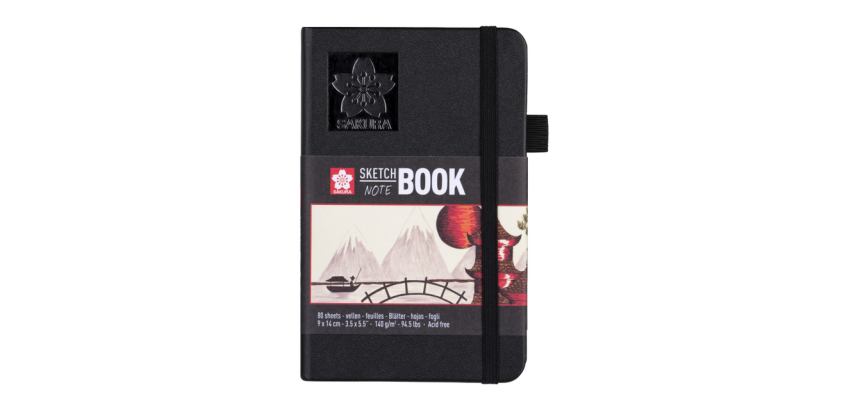 Carnet de croquis Sakura 90x140mm 140g 80 feuilles blanches noir