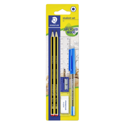 Crayon Staedtler Noris HB blister 2 pièces avec stylo bille gomme taille-crayon règle set 6 pièces