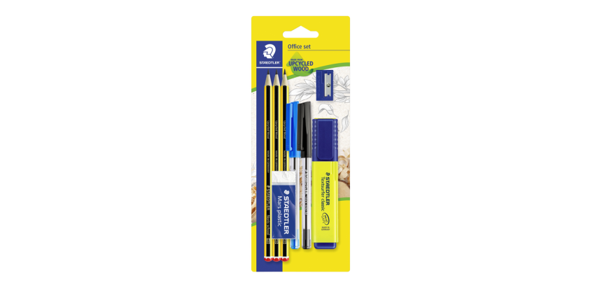Schrijfset Staedtler 3 Noris potl HB-2 balpennen-markeerst-gum-slijper