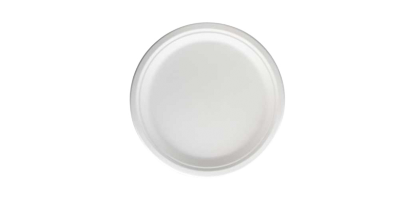 Assiette IEZZY Ø260mm 1 compartiment canne à sucre blanc 50 pièces