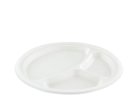 Assiette IEZZY 260mm 3 compartiments canne à sucre sans PFAS blanc 50 pièces