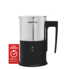 Inventum 240ml black milk frother with stainless steel