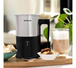 Inventum 240ml black milk frother with stainless steel