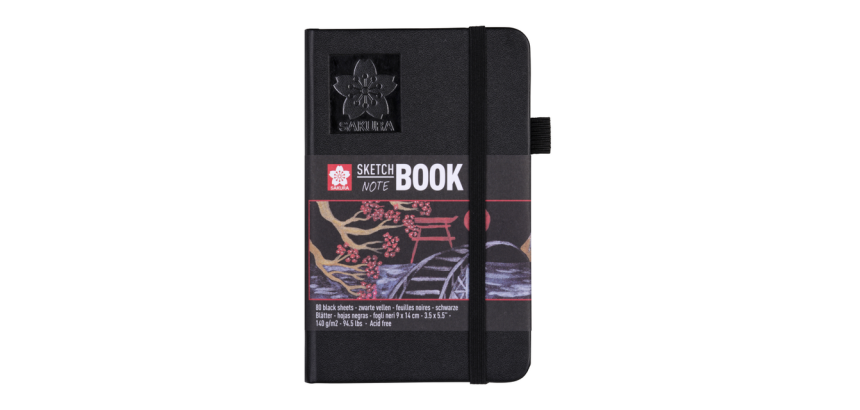 Carnet de croquis Sakura 90x140mm 140g 80 feuilles noires noir