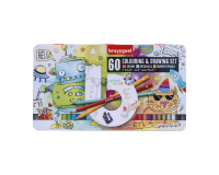 Set dessin Bruynzeel jeune artiste boîte 60 pièces assorti