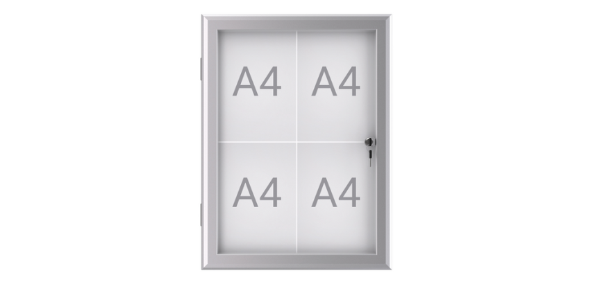 Buiten- binnenvitrine wand MAULexcite whiteboard 4xA4 met slot