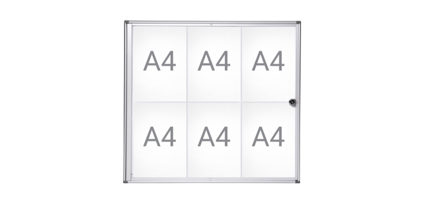 Wall-mounted display case MAULextraslim whiteboard 6x A4 with lock