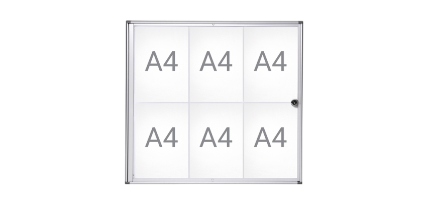 Vitrine murale intérieur MAULextraslim tableau blanc 6x A4 avec serrure