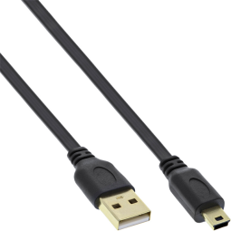 Câble plat inLine USB-A mini-B 2.0 2 mètre noir
