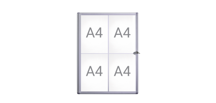 Vitrine murale intérieur MAULextraslim tableau blanc 4x A4 avec serrure