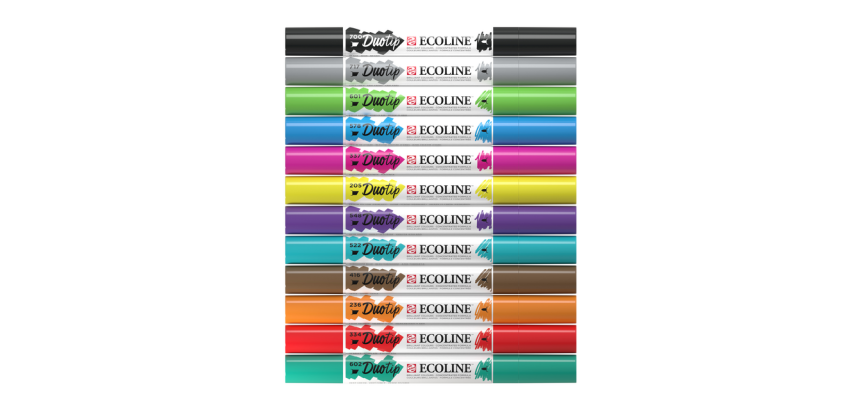 Stylo Duotip Talens Ecoline set de base 12 couleurs