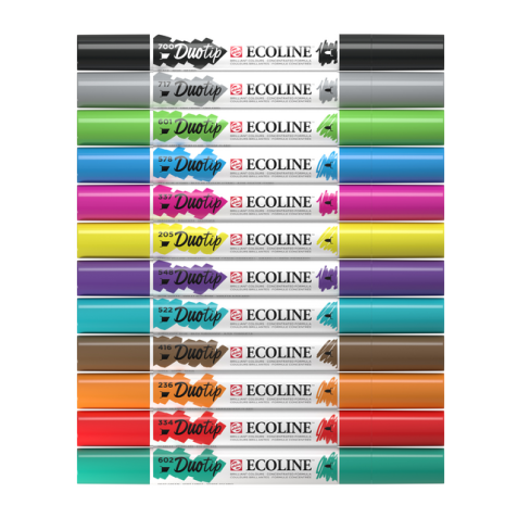 Duotip marker Ecoline basis set 12 kleuren