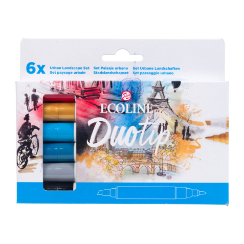 Stylo Duotip Ecoline Paysage urbain set 6 couleurs