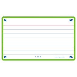 Flashcard Oxford 2.0 75x125mm 80 feuilles 250g ligné vert