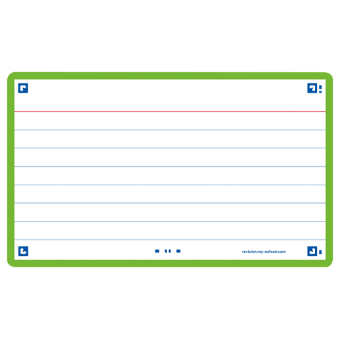 Flashcard Oxford 2.0 75x125mm 80 feuilles 250g ligné vert