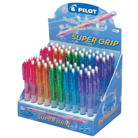 Portemine PILOT Supergrip Néon présentoir 60 pièces assorti