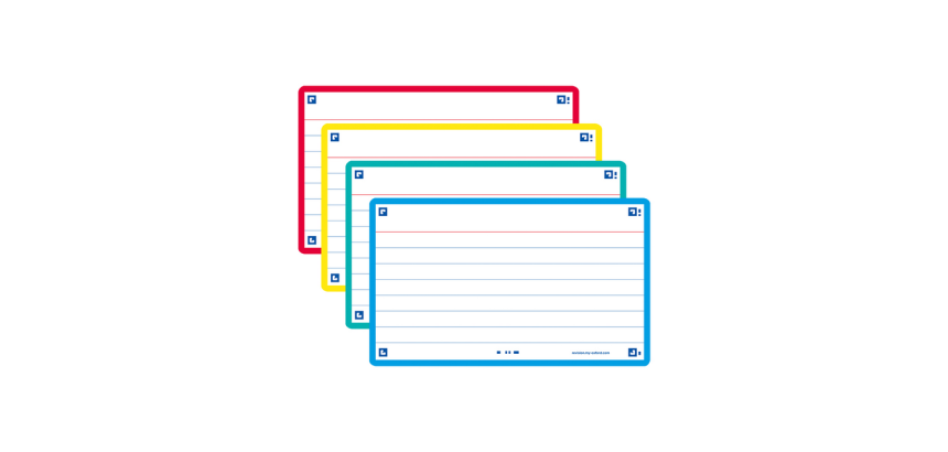 Flashcard Oxford 2.0 75x125mm 80 Blätter 250g liniert sortiert