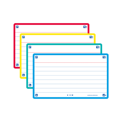 Flashcard Oxford 2.0 75x125mm 80 feuilles 250g ligné assorti