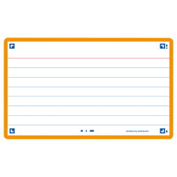 Flashcard Oxford 2.0 75x125mm 80 feuilles 250g ligné orange