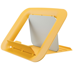En_soporte para portatil leitz ergo cosy ajustable 4 alturas color amarillo 310x50x247 mm