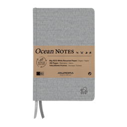 Notitieboek Aurora Ocean A5 192blz lijn 80gr linnenstructuur kaft grijs