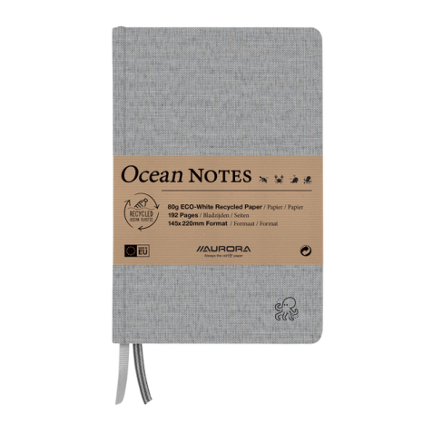 Notitieboek Aurora Ocean A5 192blz lijn 80gr linnenstructuur kaft grijs