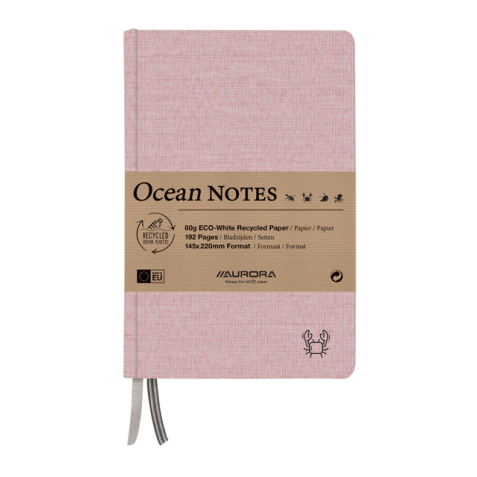 Notitieboek Aurora Ocean A5 192blz lijn 80gr linnenstructuur kaft rood