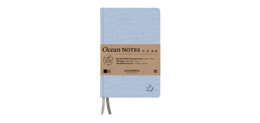 Aurora Ocean Notebook A5 192 lined pages 80g blue linen texture