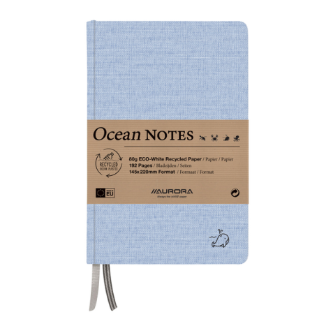 Notitieboek Aurora Ocean A5 192blz lijn 80gr linnenstructuur kaft blauw