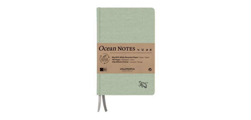 Carnet de notes Aurora Ocean A5 192 pages ligné 80g structure lin vert