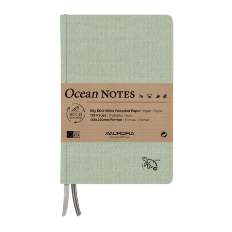 Notitieboek Aurora Ocean A5 192blz lijn 80gr linnenstructuur kaft groen