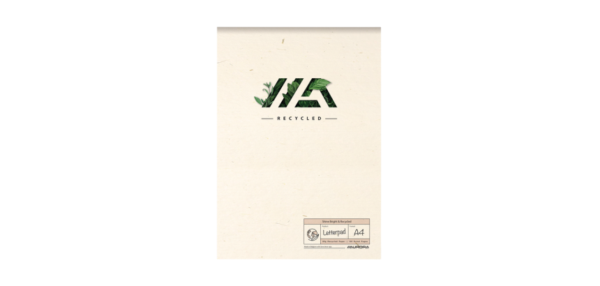 Aurora Shine Bright & Recycled A4 Notepad 50 sheets lined 80g