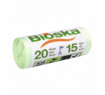 Bioska starch garbage bag 20L 42x50cm green roll of 15 bags
