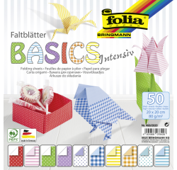 Vouwblaadjes Folia 80gr 20x20cm 50 vel 2-zijdig 10 basics designs