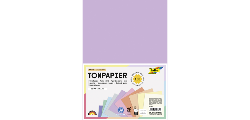 Papier teinté Folia A4 100 feuilles 10 couleurs pastel
