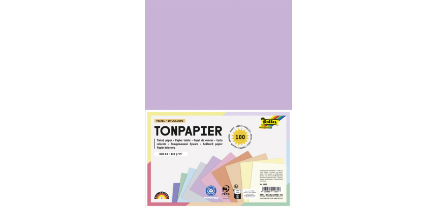 Knutselpapier Folia A4 100vel 10 pastelkleuren