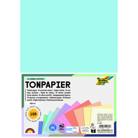 Knutselpapier Folia A4 100vel 10 pastelkleuren