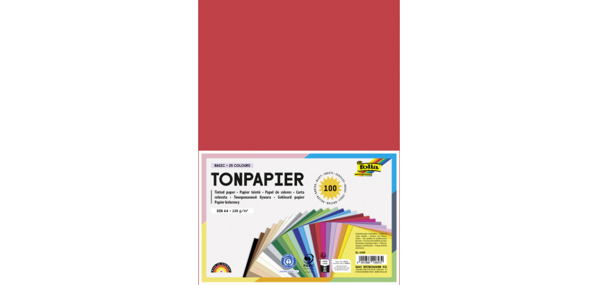 Papier Bastelarbeiten Folia A4 100 Blatt 25 Farben