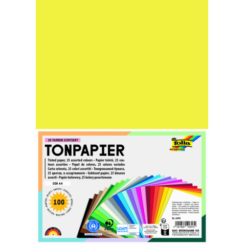 Knutselpapier Folia A4 100vel 25 kleuren