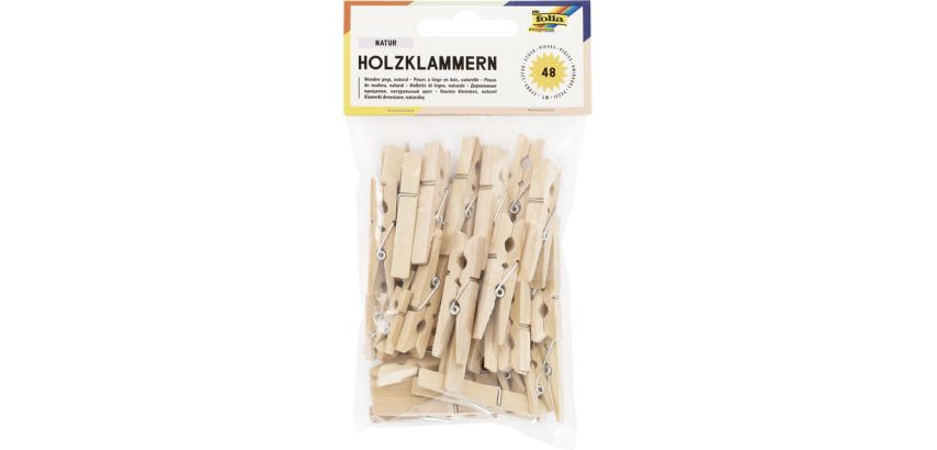 Folia Clothespin 3 sizes set of 48 pieces