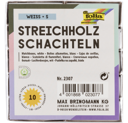 Boîte d'allumettes Folia 53x36x10mm blanc 10 pièces