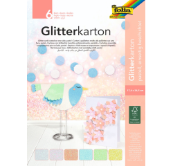 Carton à paillettes Folia 174x245mm bloc 6 couleurs pastel