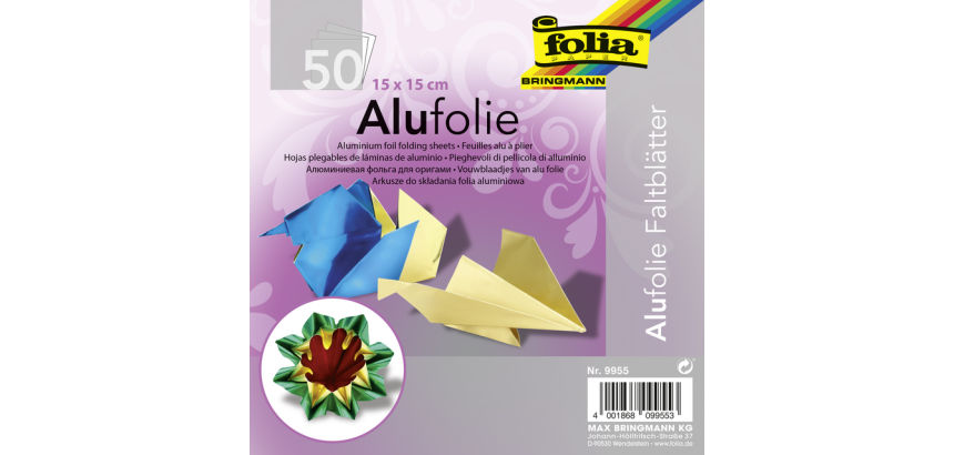 Aluminum folding paper Folia 15x15cm 50 assorted sheets