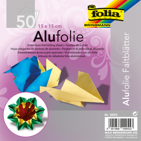 Papier à plier Folia Aluminium 50 feuilles assorti